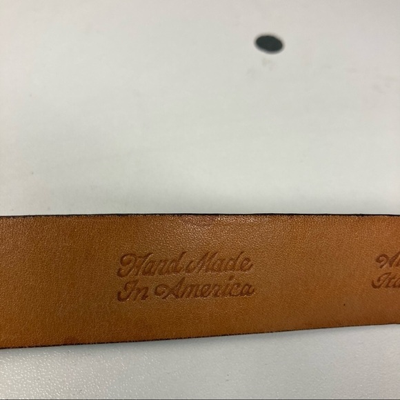 MARTIN DINGMAN Sz 40 Alligator Grain Italian Calfskin Solid Brass Buckle Belt - Picture 3 of 6